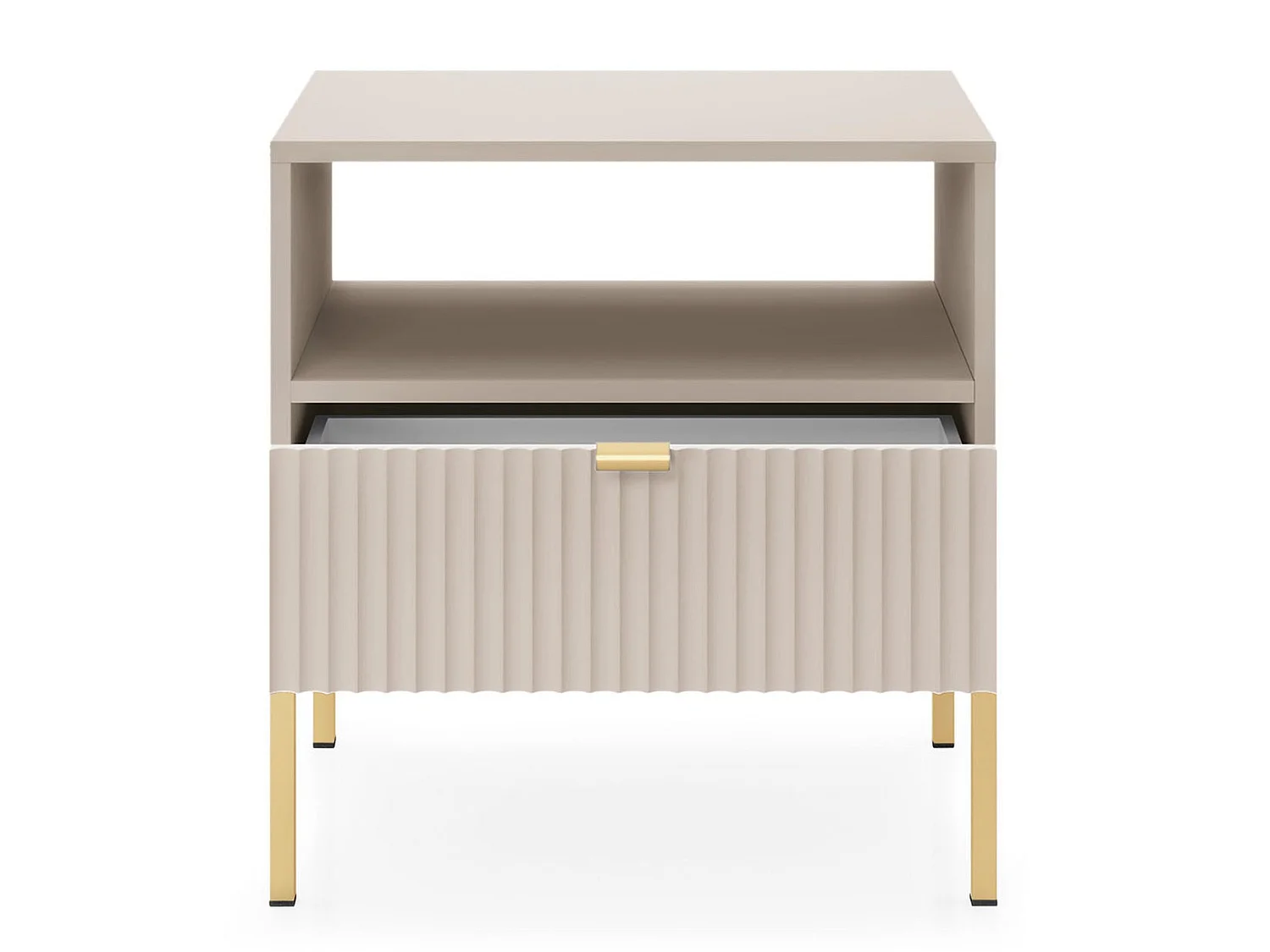 Mesita de noche con un marco dorado - beige grisáceo - 54 cm - VELLORE