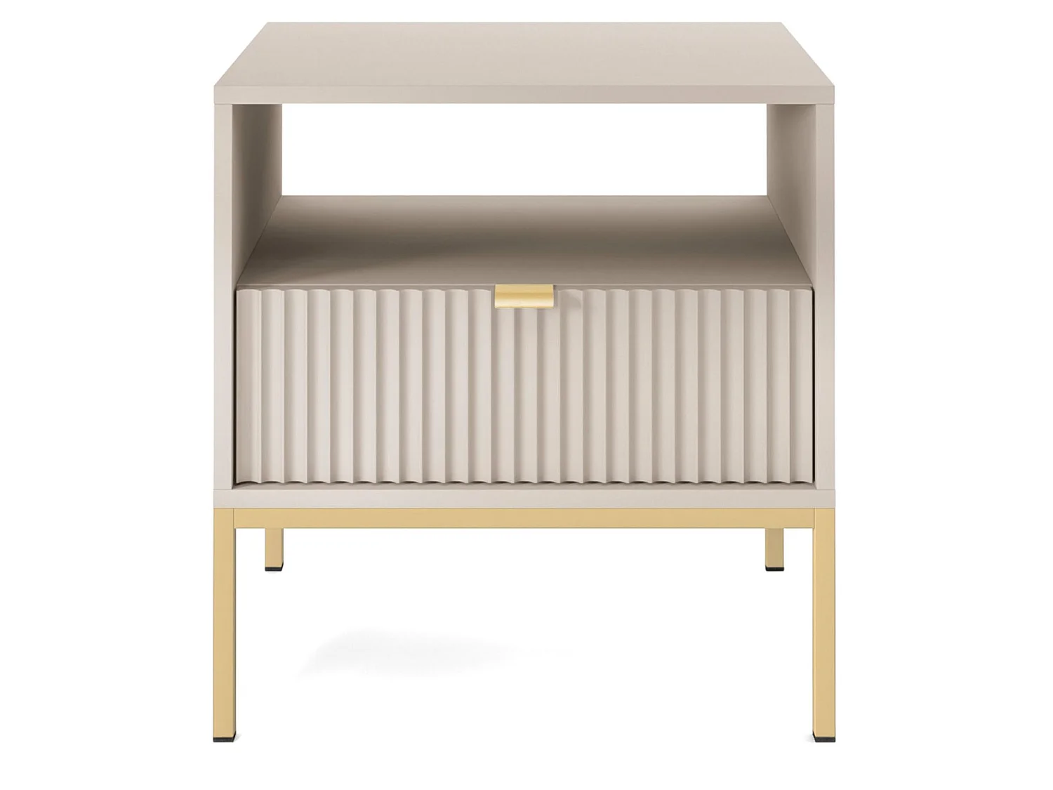 Mesita de noche con un marco dorado - beige grisáceo - 54 cm - VELLORE