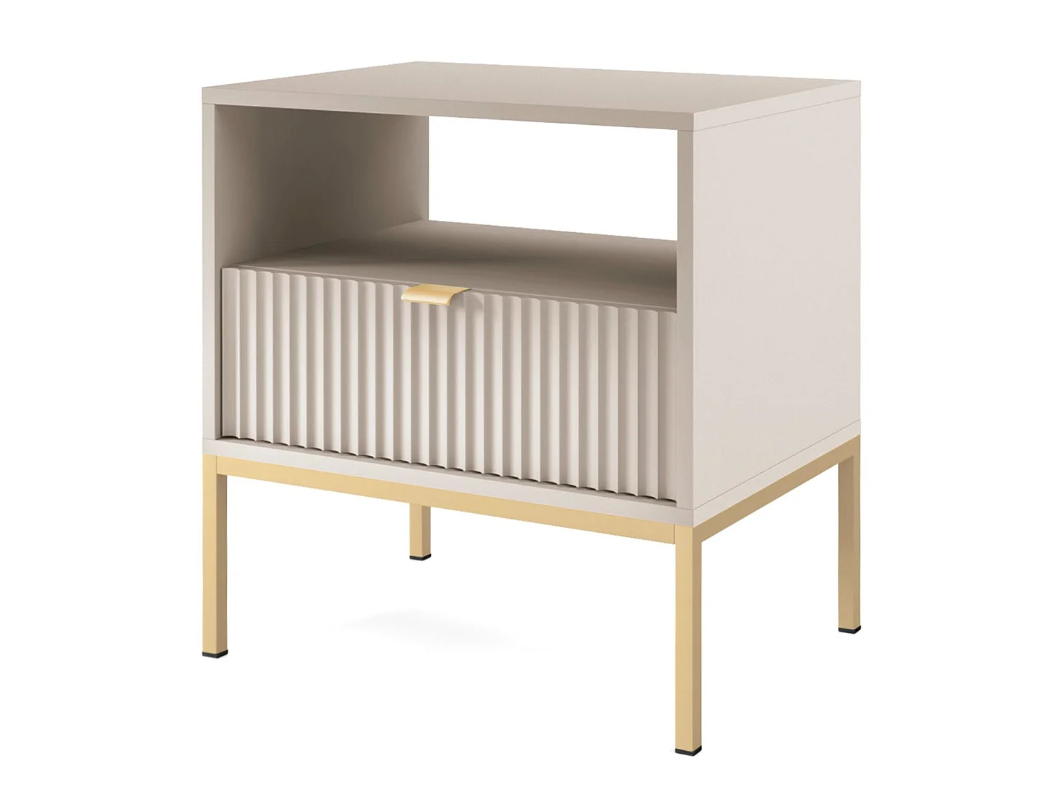 Mesita de noche con un marco dorado - beige grisáceo - 54 cm - VELLORE