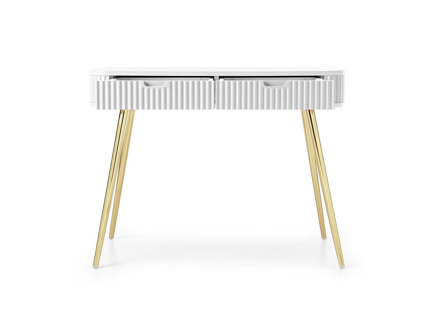Schminktisch mit 2 Schubladen - weiß mit goldenen Beinen - 110 cm - ZOVA