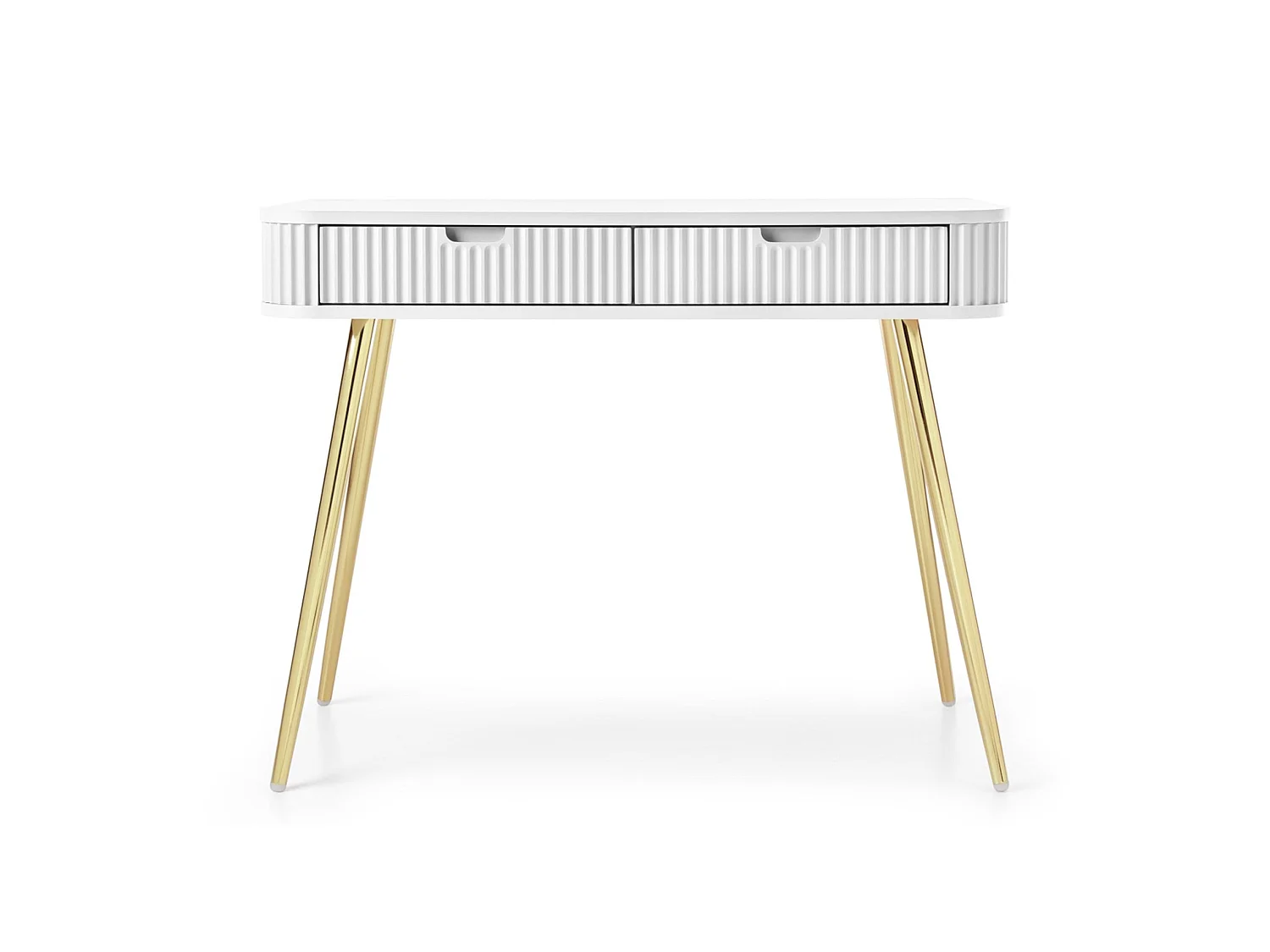 Schminktisch mit 2 Schubladen - weiß mit goldenen Beinen - 110 cm - ZOVA