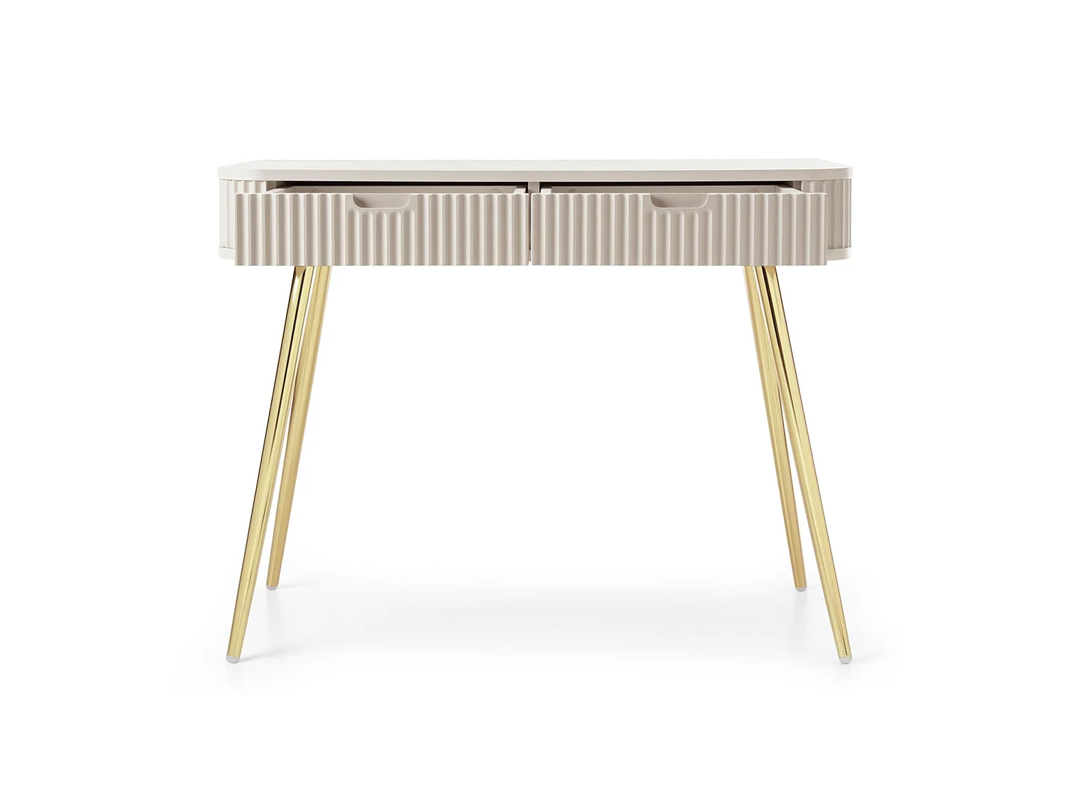 Schminktisch mit 2 Schubladen - greige mit goldenen Beinen - 110 cm - ZOVA
