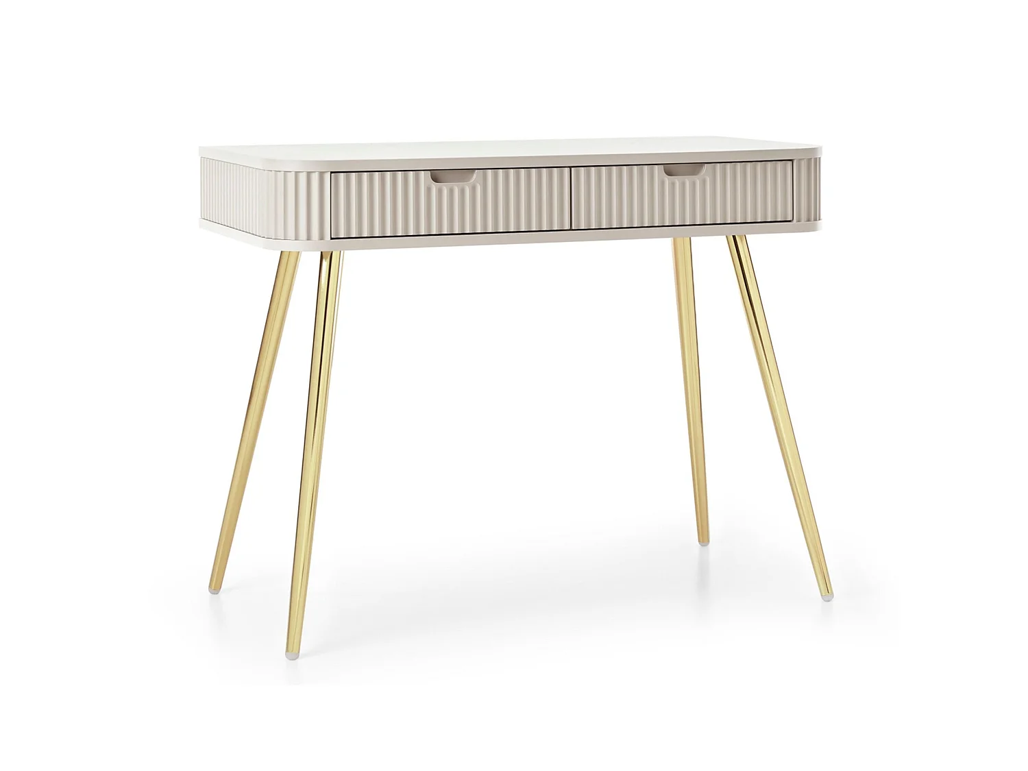 Schminktisch mit 2 Schubladen - greige mit goldenen Beinen - 110 cm - ZOVA