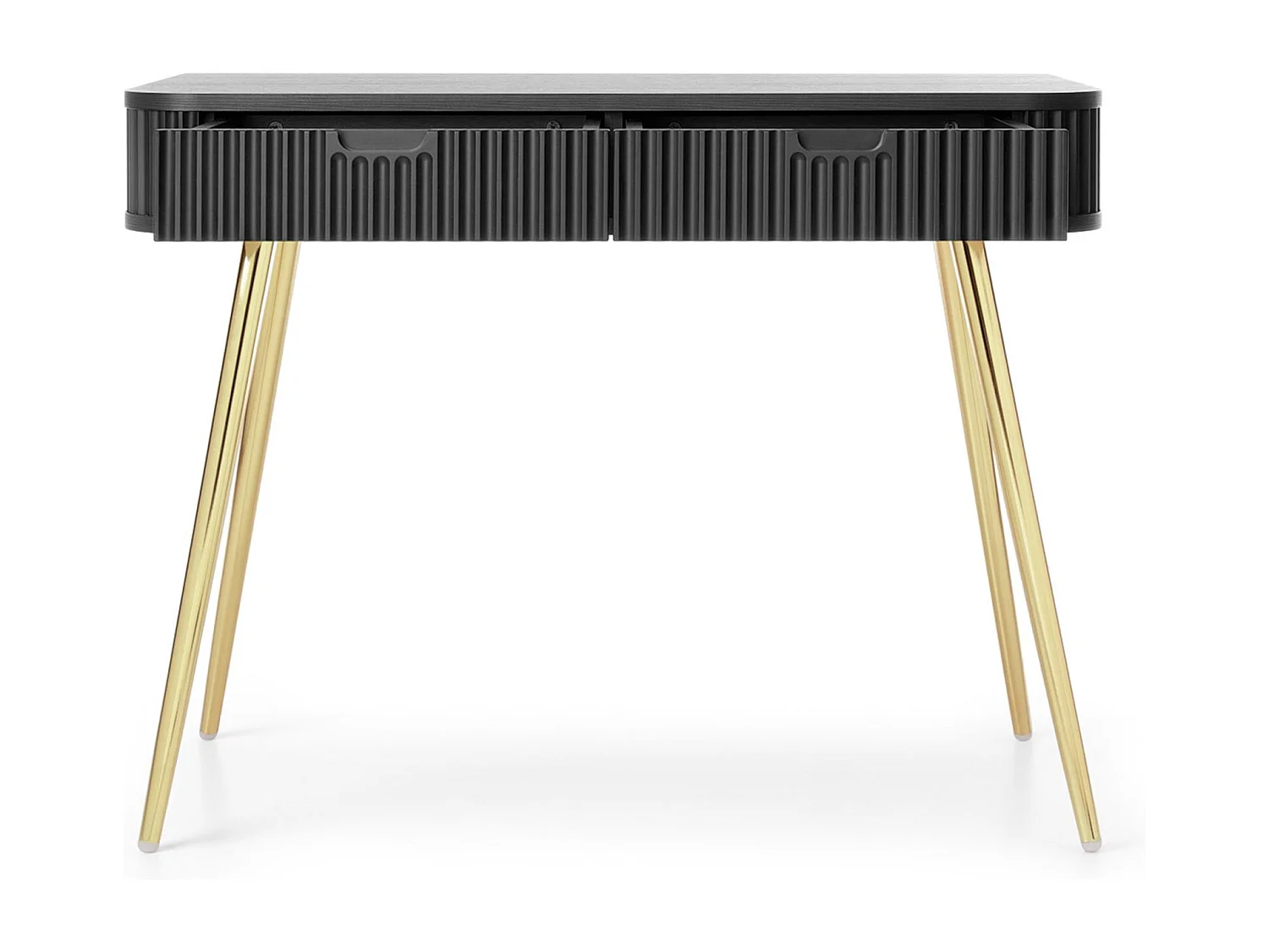 Schminktisch mit 2 Schubladen - schwarz mit goldenen Beinen - 110 cm - ZOVA