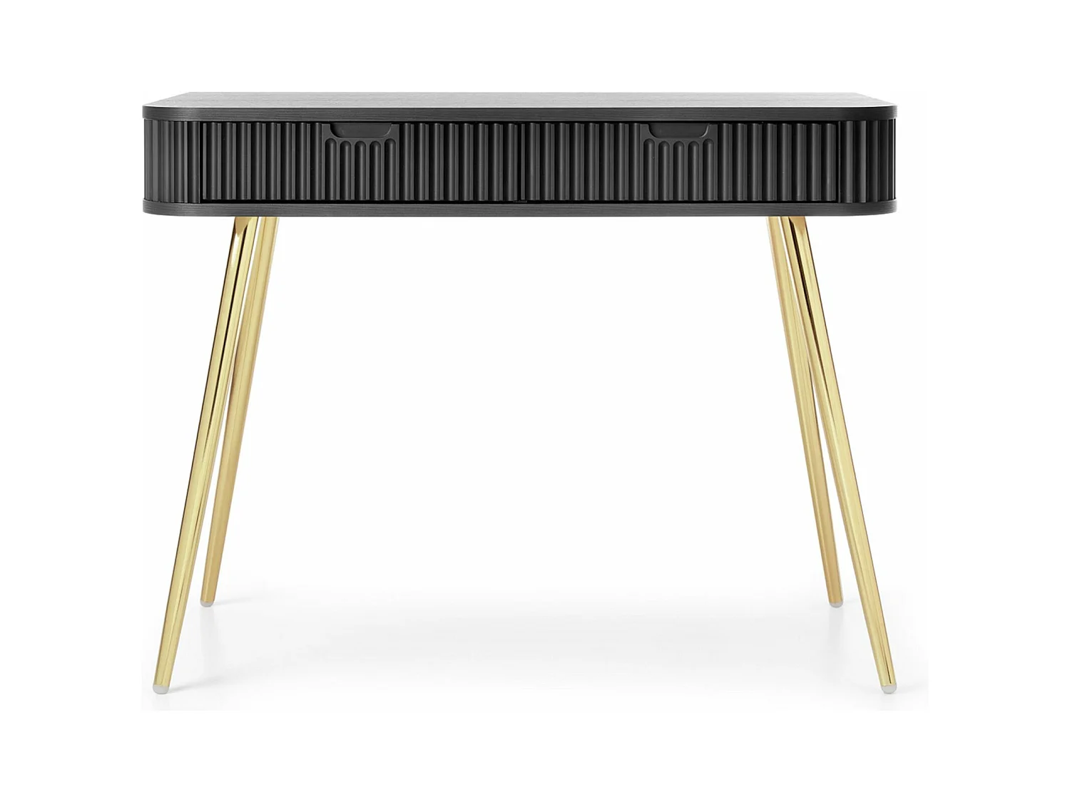 Coiffeuse avec 2 tiroirs et façades laminées - 110 cm - noir avec pattes noires - ZOVA