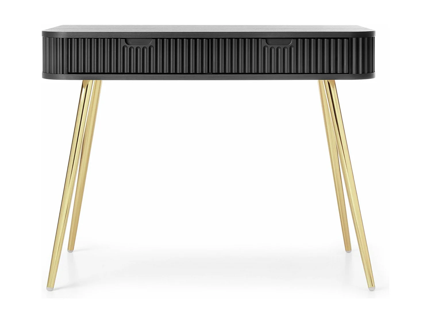 Kaptafel met 2 lades en gelamineerde fronten - 110 cm - zwart met zwarte poten - ZOVA