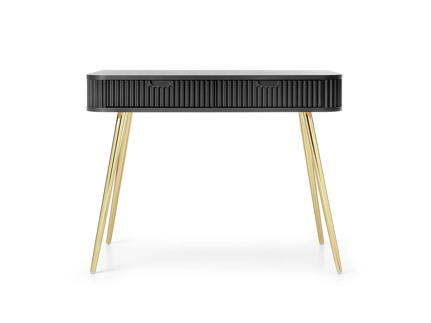 Schminktisch mit 2 Schubladen - schwarz mit goldenen Beinen - 110 cm - ZOVA