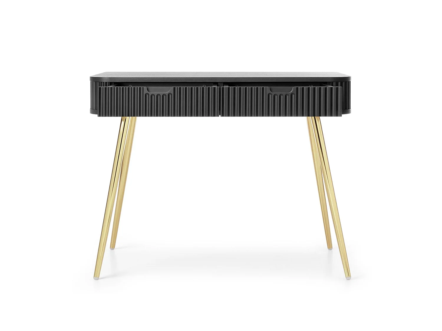 Schminktisch mit 2 Schubladen - schwarz mit goldenen Beinen - 110 cm - ZOVA