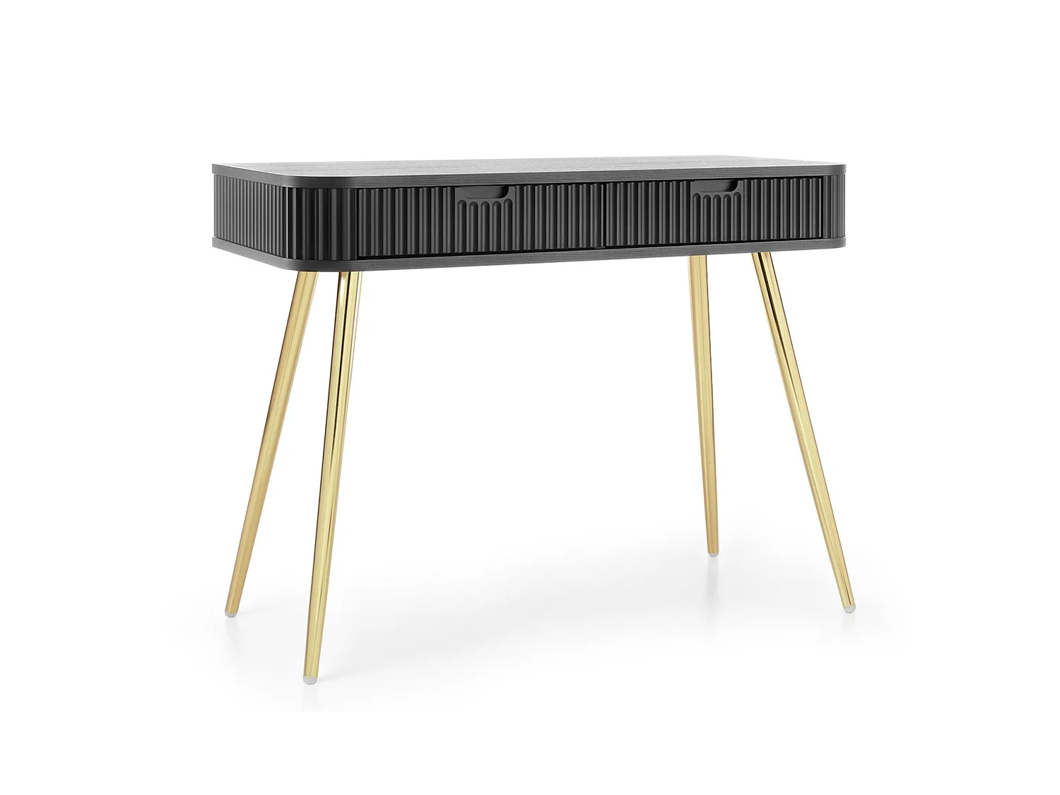 Schminktisch mit 2 Schubladen - schwarz mit goldenen Beinen - 110 cm - ZOVA
