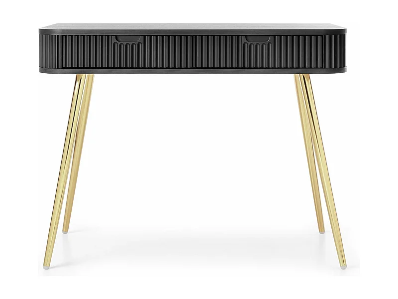 Kaptafel met 2 lades en gelamineerde fronten - 110 cm - zwart met zwarte poten - ZOVA