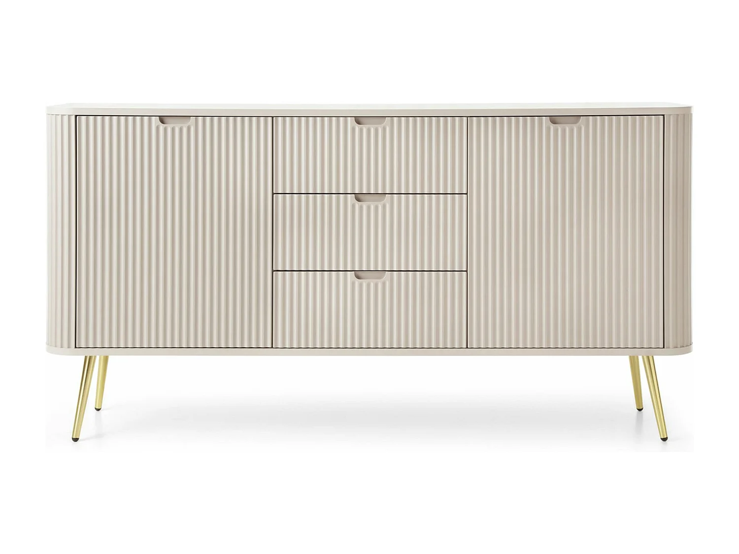 Dressoir - 168 cm - 2 deuren met drie laden - greige met gouden poten - ZOVA