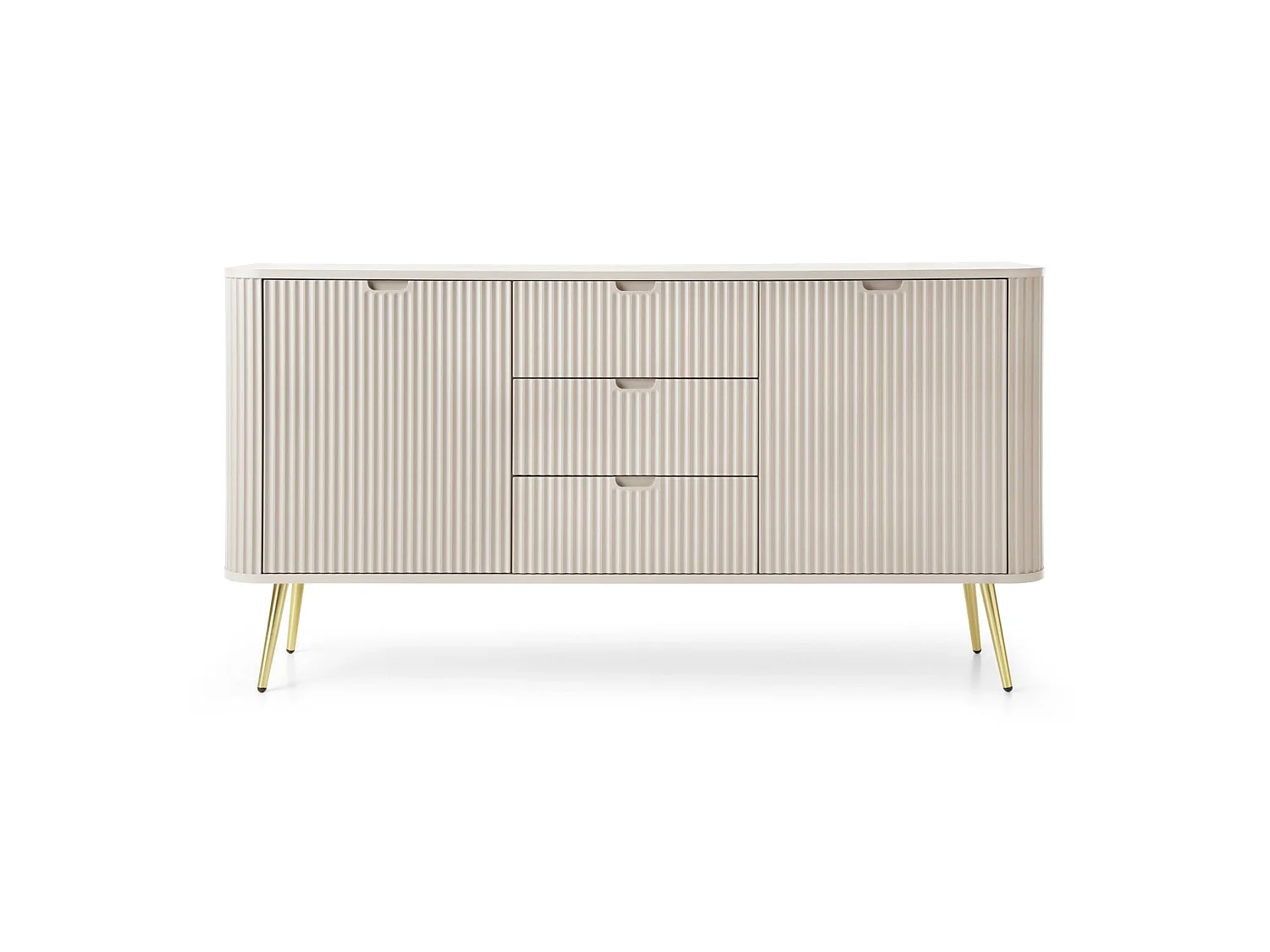 Dressoir - 168 cm - 2 deuren met drie laden - greige met gouden poten - ZOVA