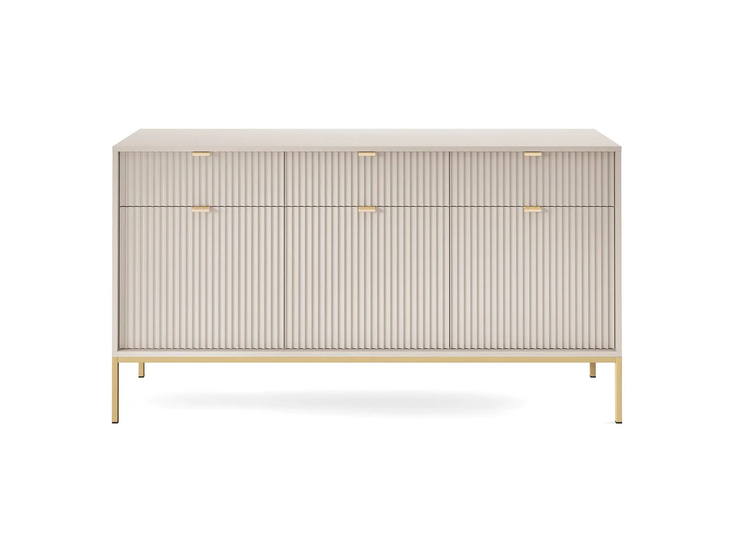 Buffet 3 portes - 154 cm - grėge avec pieds dorés - VELLORE