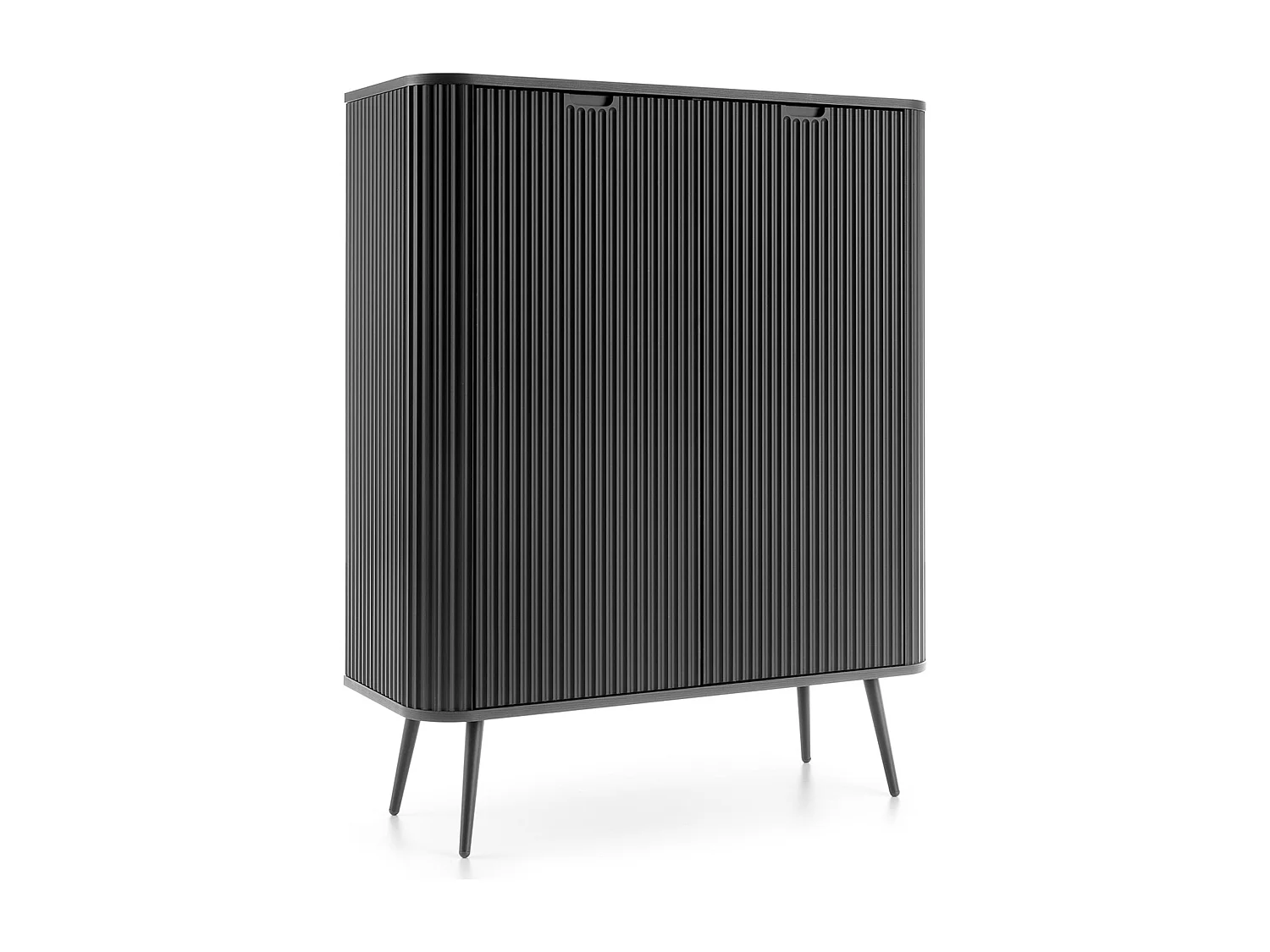 Hoge dressoir - 103 cm - 2 deuren - zwart met zwarte poten - ZOVA