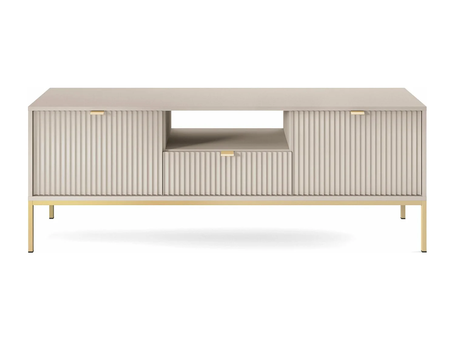 Meuble TV 1 tiroir - 154 cm - grėge avec pieds dorés - VELLORE