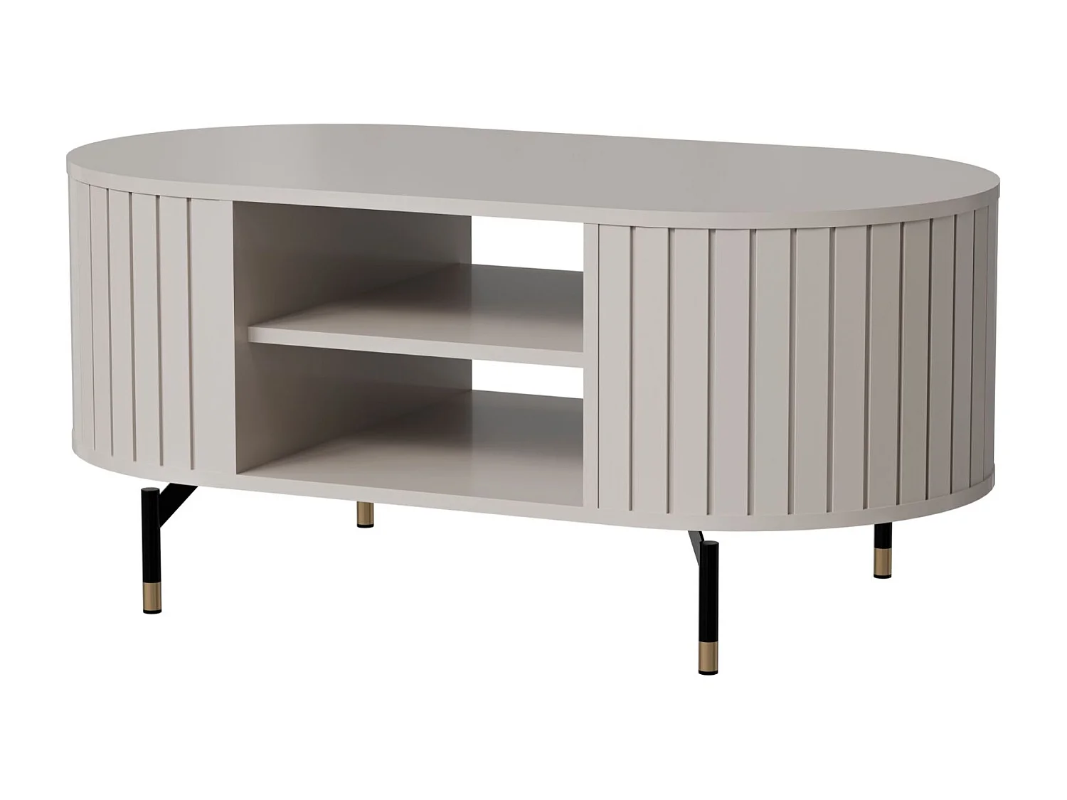 Table basse rectangulaire - 104x56 cm - Grège avec étagère - ZANTE