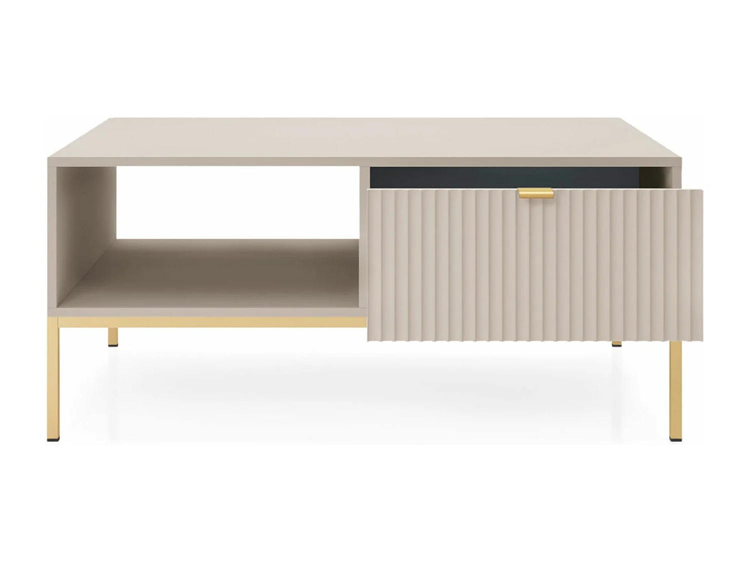 Couchtisch rechteckig mit Schublade - 104x68 cm - Greige- VELLORE