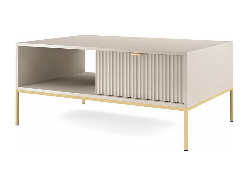 Salontafel - 104x68 cm - Greige met gouden poten - VELLORE