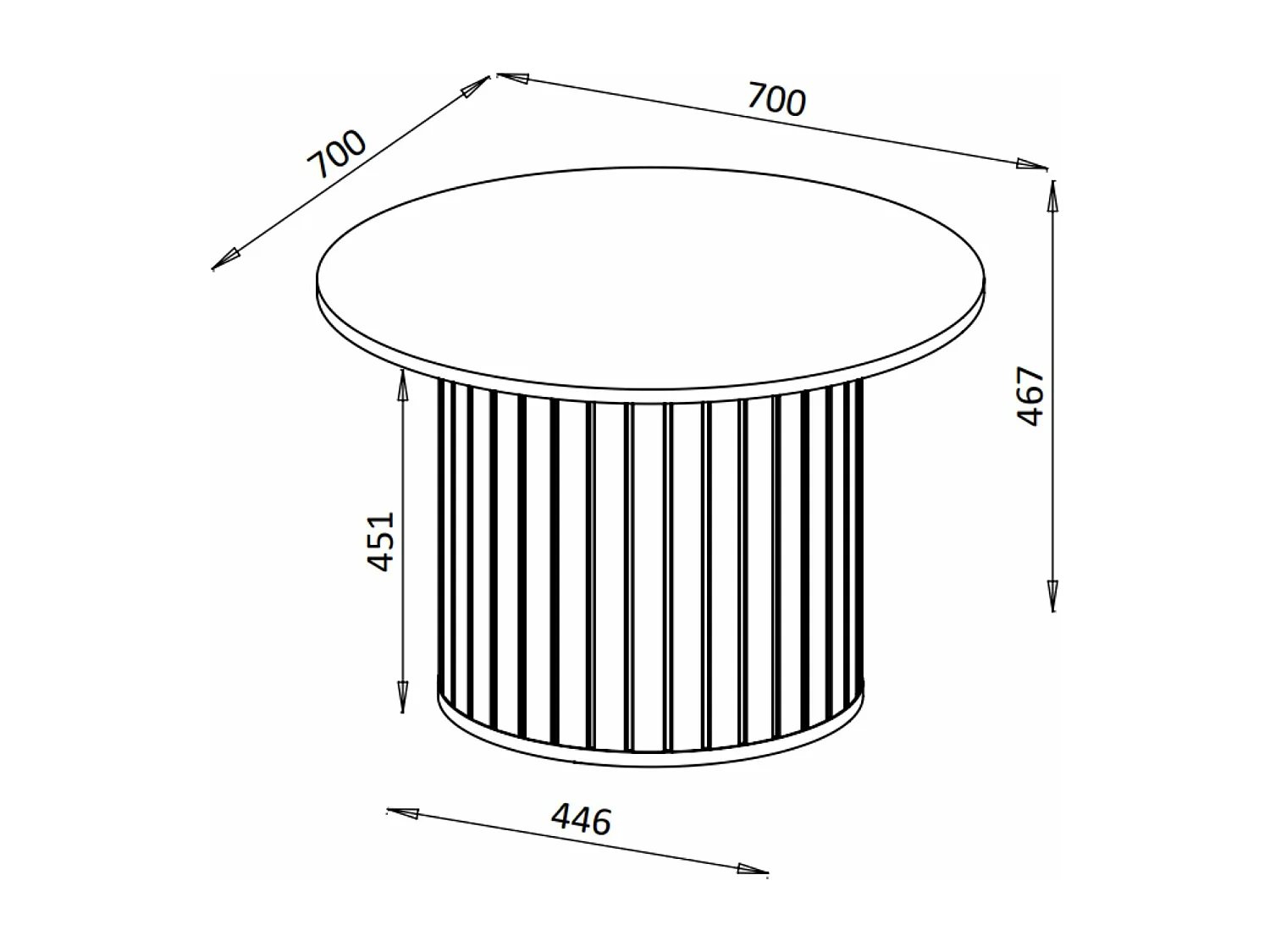 Table basse ronde - 70 cm - Grège avec pied colonne - ZANTE