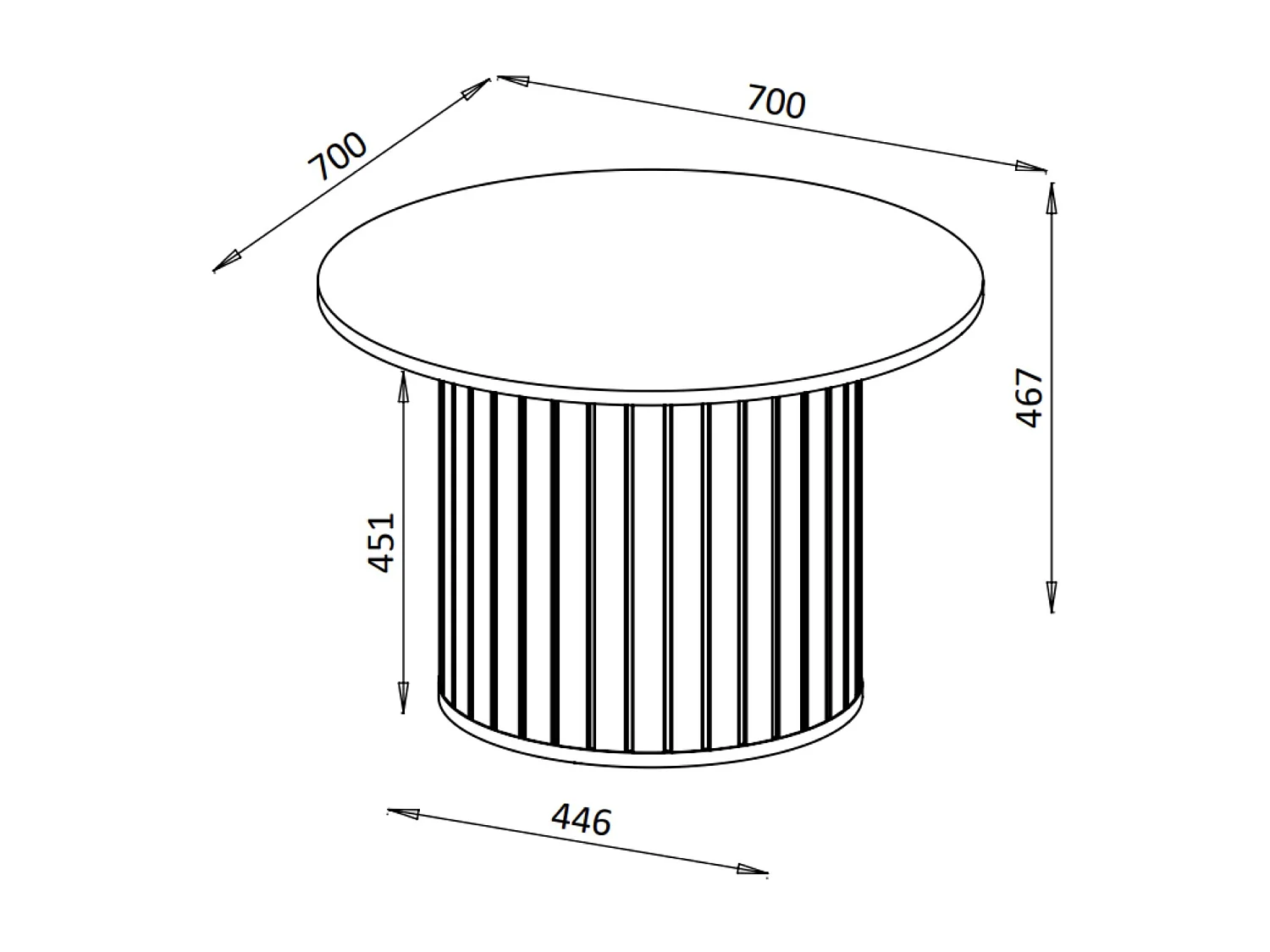 Couchtisch rund mit Säulenfuß - schwarz - 70 cm - Zante