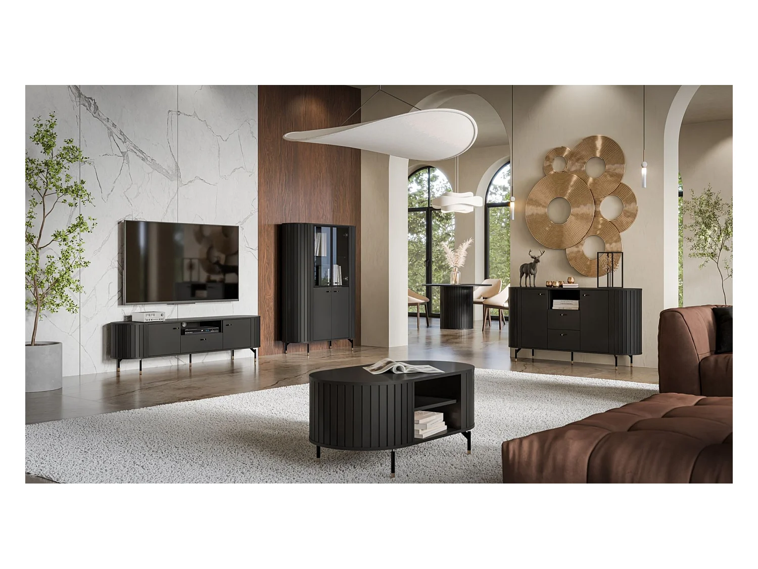 Table basse rectangulaire - 104x56 cm - noir avec étagère - ZANTE