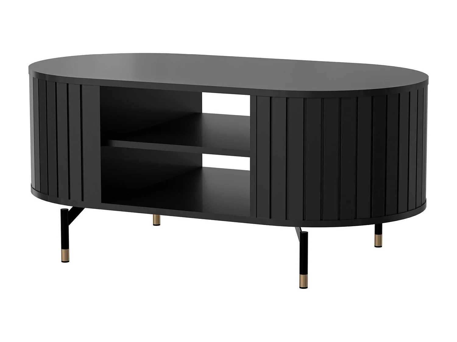 Table basse rectangulaire - 104x56 cm - noir avec étagère - ZANTE