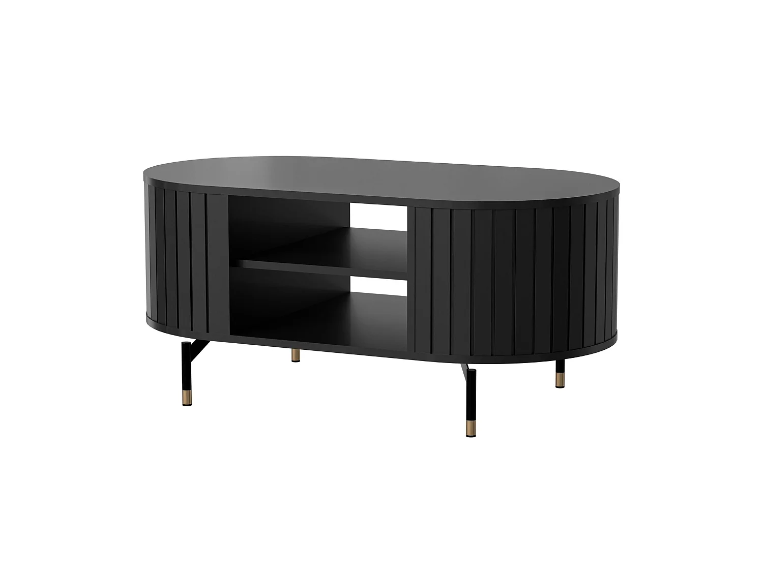 Table basse rectangulaire - 104x56 cm - noir avec étagère - ZANTE