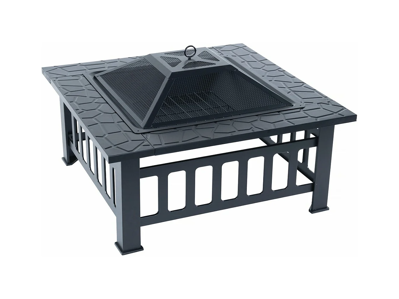 Brasero barbecue 3 en 1 avec couvercle anti braise "Flaméo" - Noir