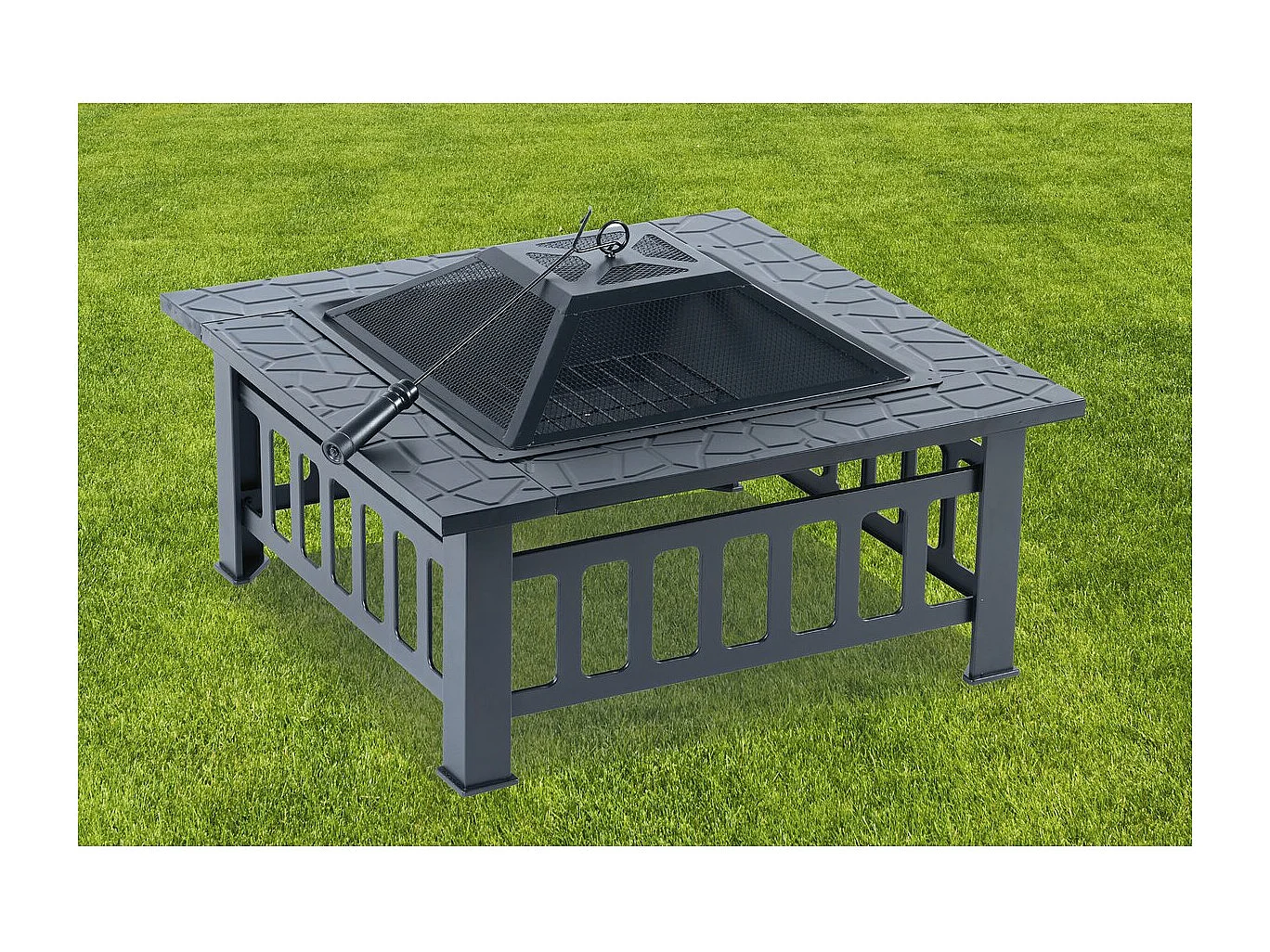 Brasero barbecue 3 en 1 avec couvercle anti braise "Flaméo" - Noir