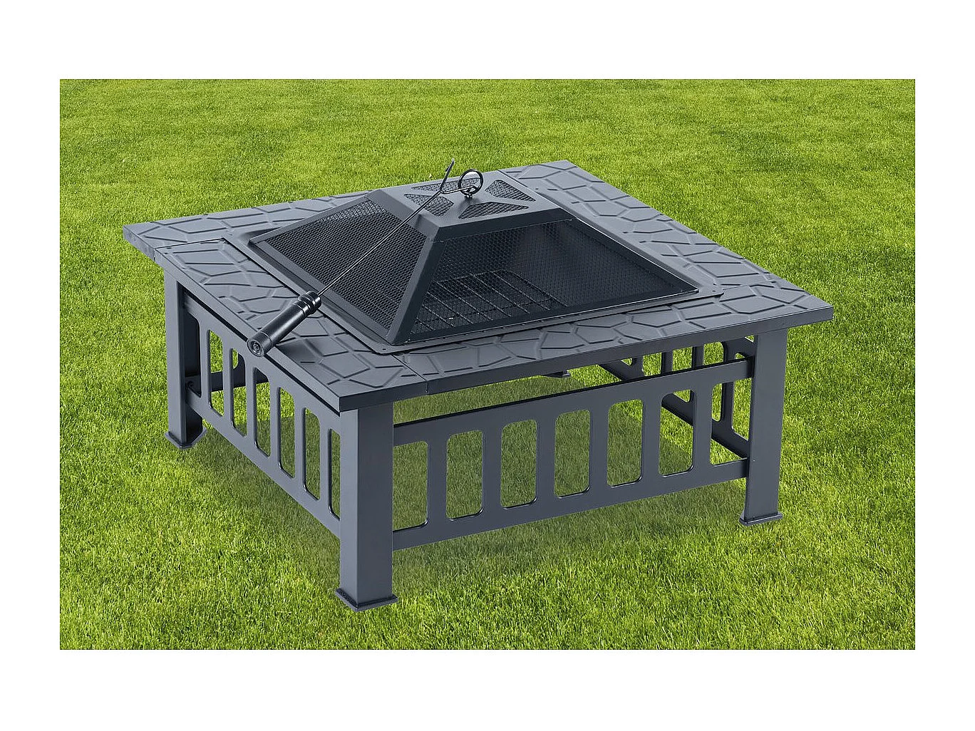 Brasero barbecue 3 en 1 avec couvercle anti braise "Flaméo" - Noir