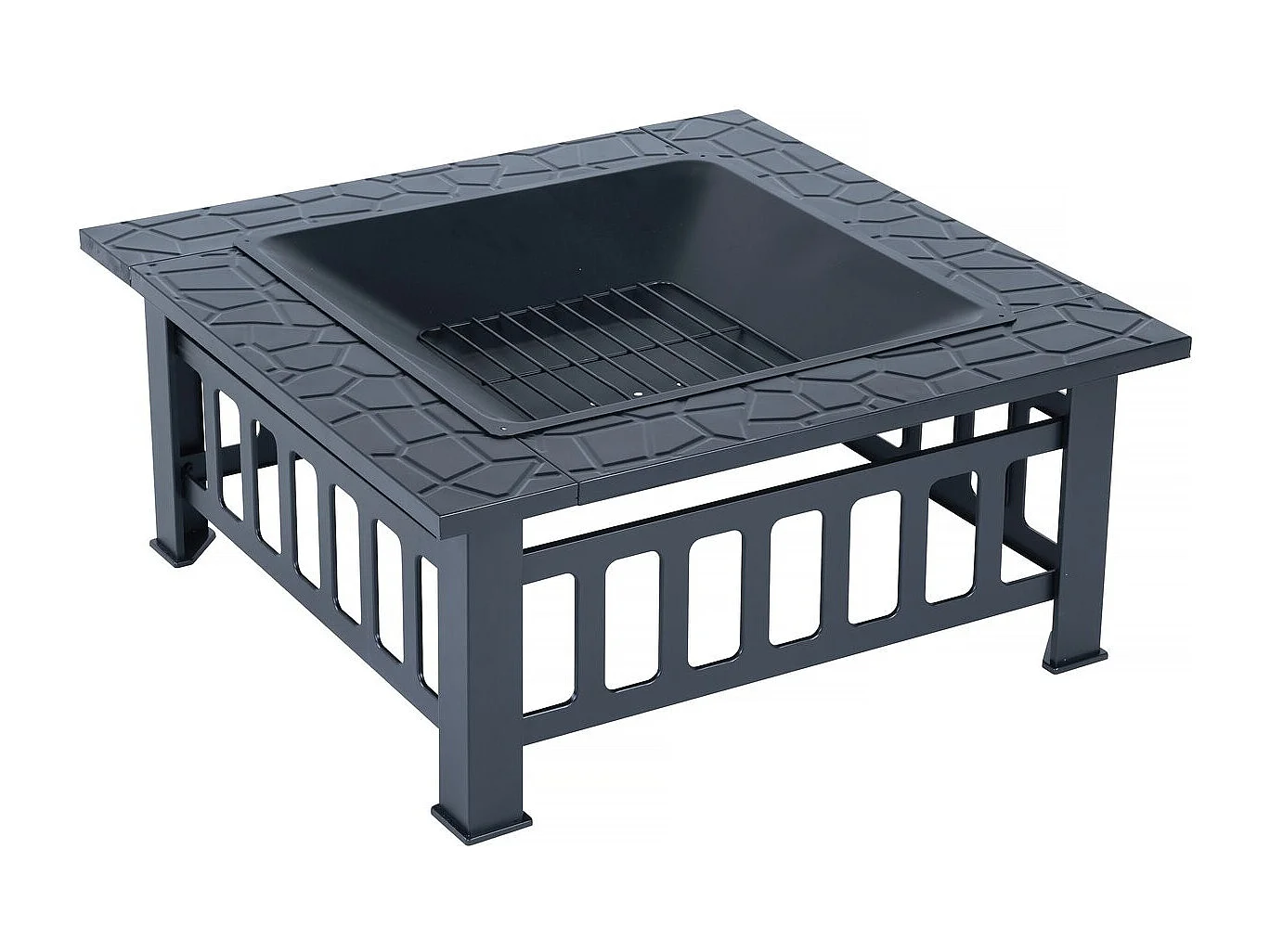 Brasero barbecue 3 en 1 avec couvercle anti braise "Flaméo" - Noir