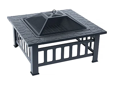 Vuurschaal BBQ 3 in 1 barbecue met vonkenscherm "Flaméo" - Zwart