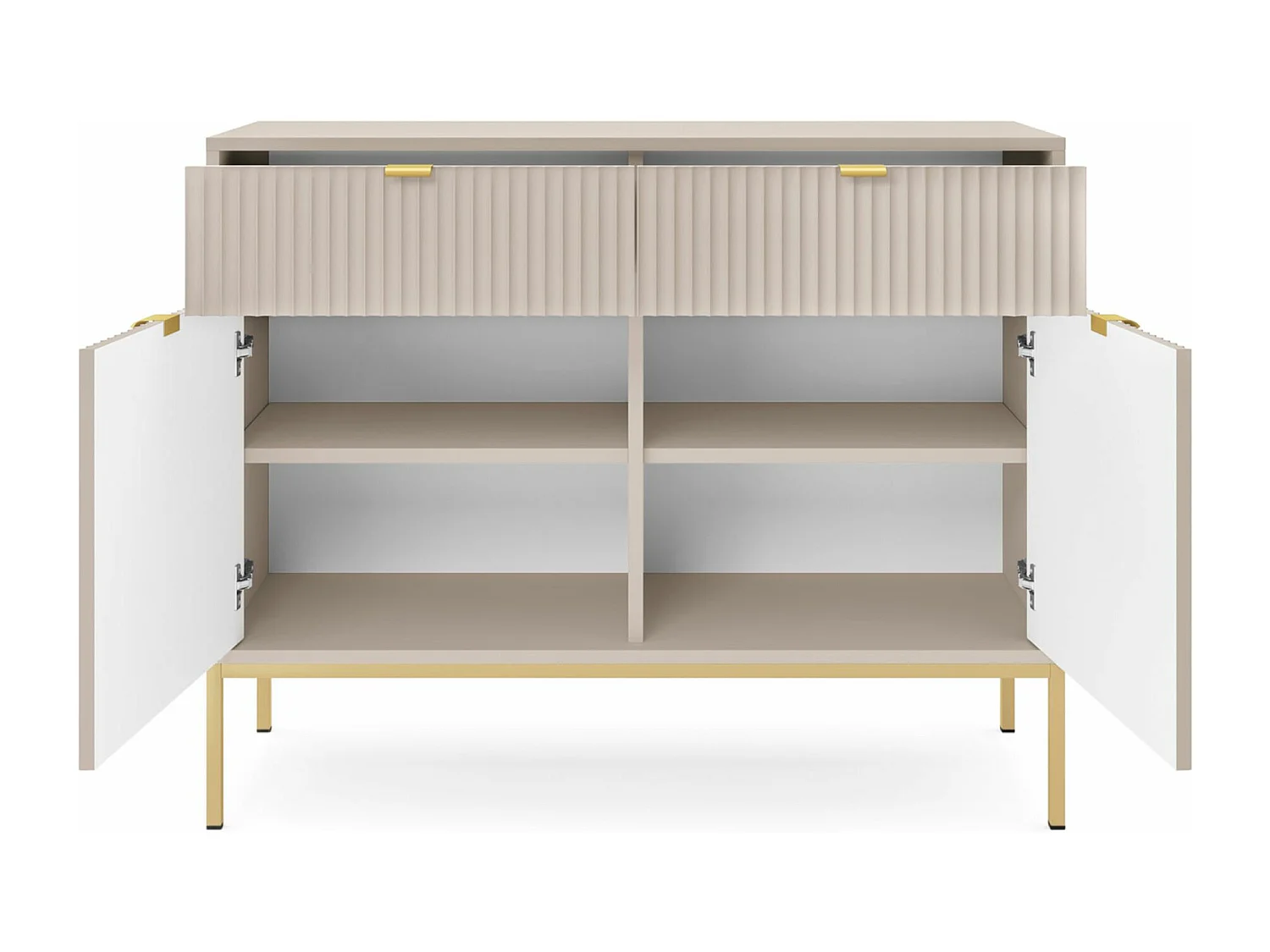 Buffet 2 portes - 104 cm - grėge avec pieds dorés - VELLORE