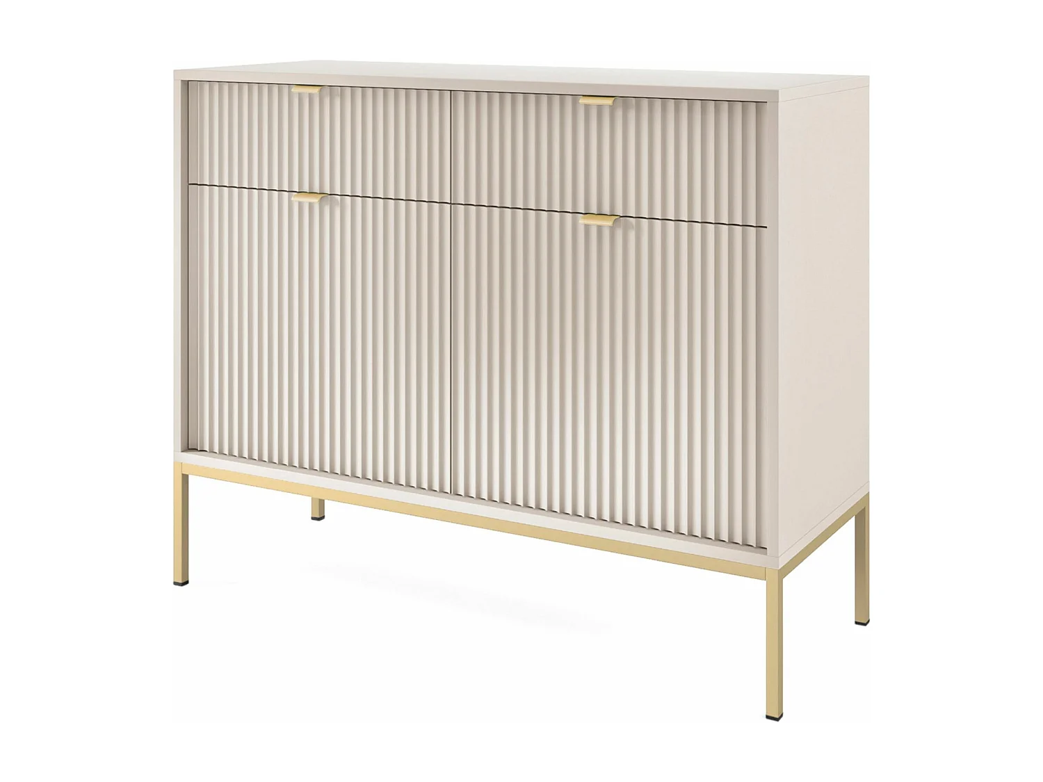 Buffet 2 portes - 104 cm - grėge avec pieds dorés - VELLORE