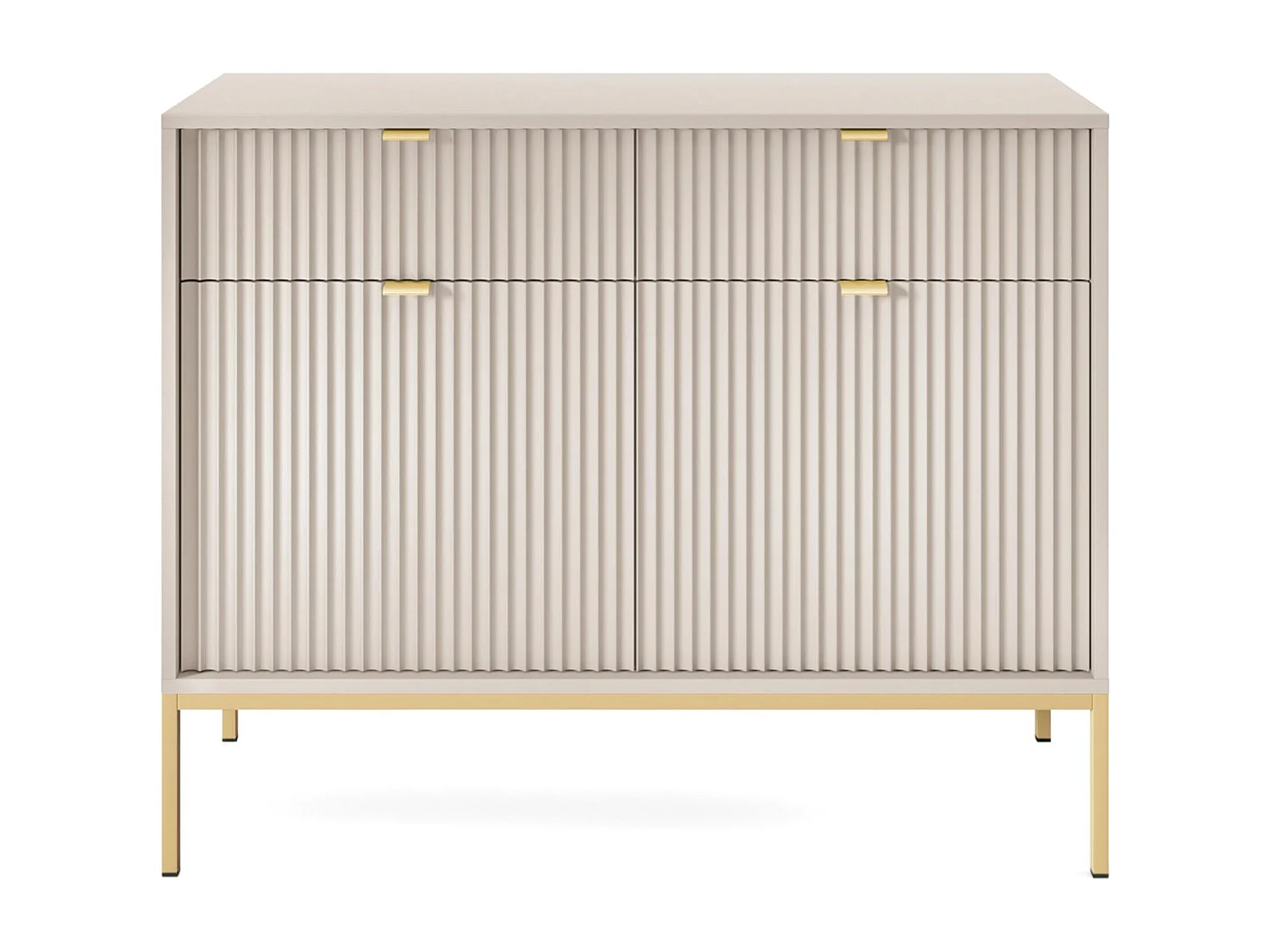 Buffet 2 portes - 104 cm - grėge avec pieds dorés - VELLORE