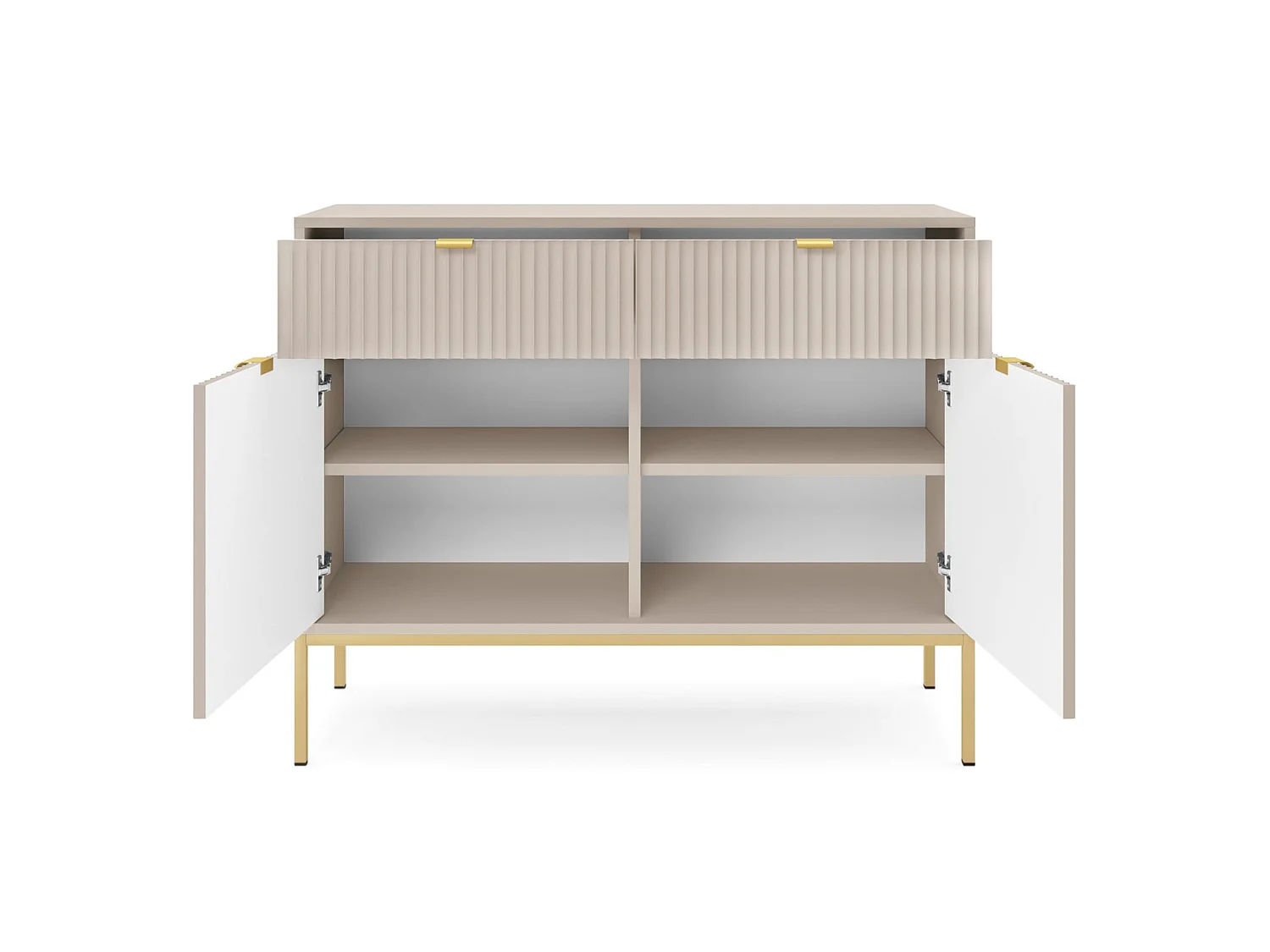Buffet 2 portes - 104 cm - grėge avec pieds dorés - VELLORE