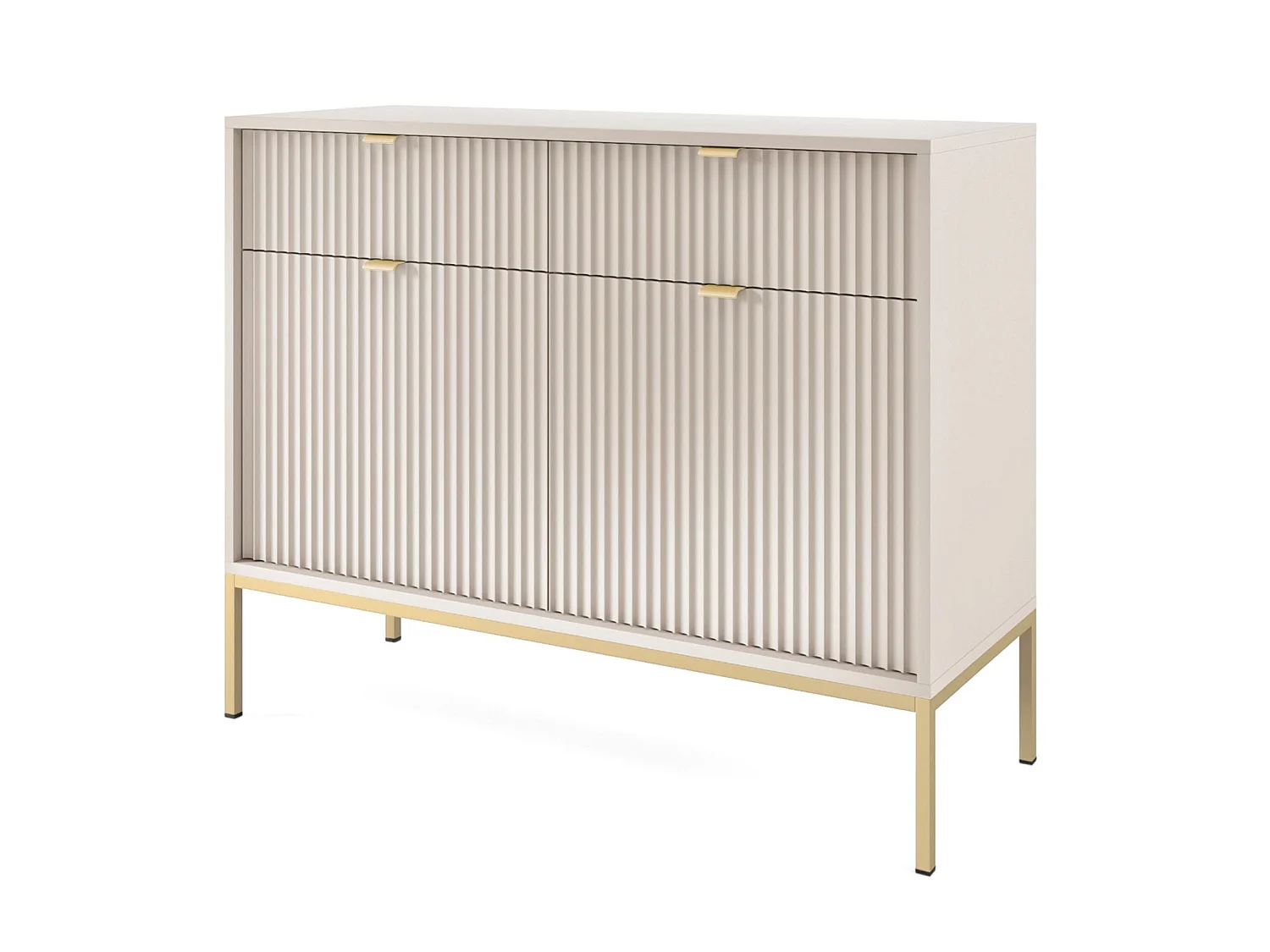 Buffet 2 portes - 104 cm - grėge avec pieds dorés - VELLORE