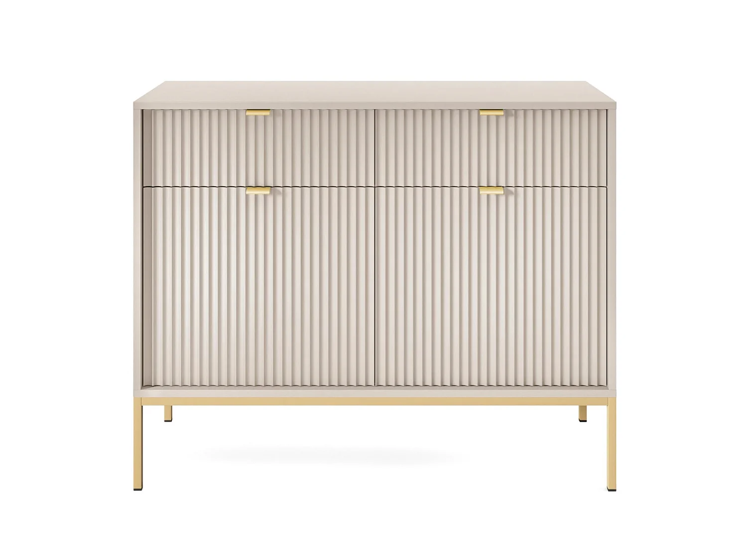 Buffet 2 portes - 104 cm - grėge avec pieds dorés - VELLORE