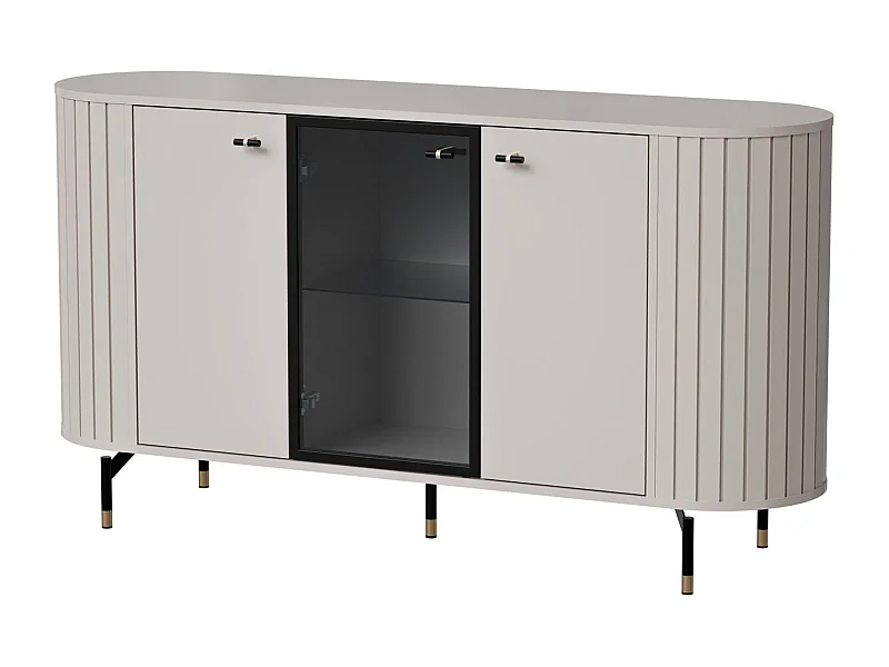 Sideboard 3-türig Glastür - graubeige - 150 cm - Zante