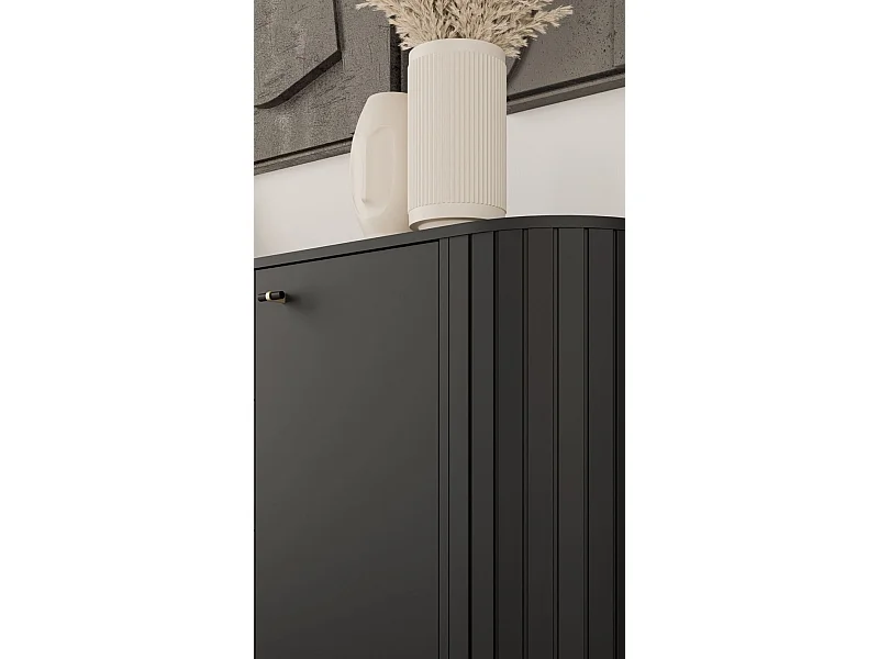 Buffet 2 portes avec 2 tiroirs – ZANTE – 150 cm – noir avec rainures