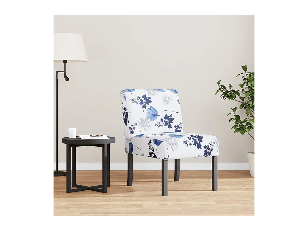Fauteuil sans accoudoirs bleu tissu avec fleurs