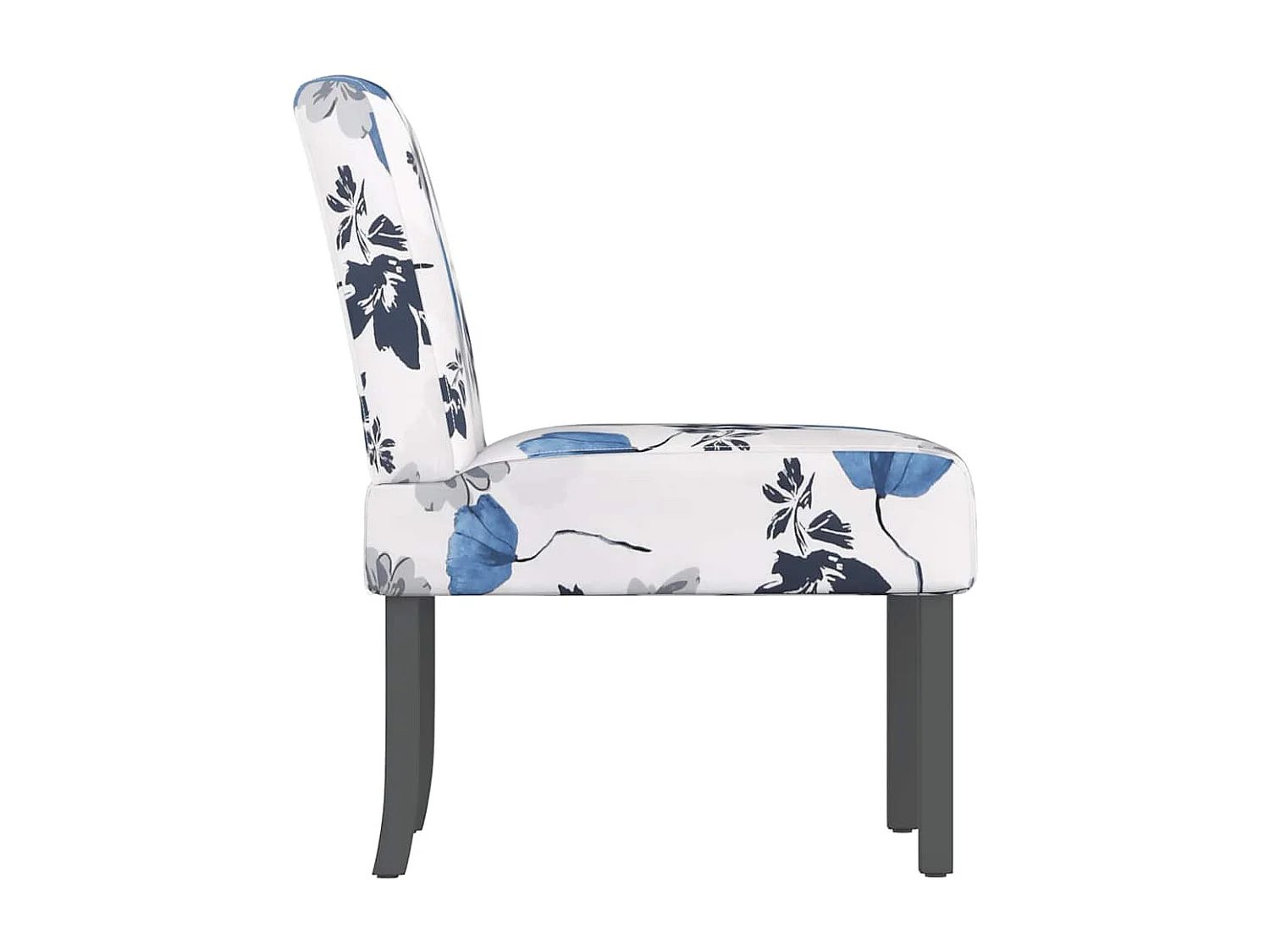 Fauteuil sans accoudoirs bleu tissu avec fleurs