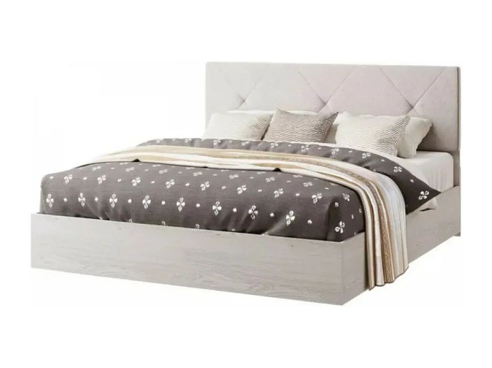 Letto Rombo (160x200)/rivestimento in tessuto truciolare/grigio