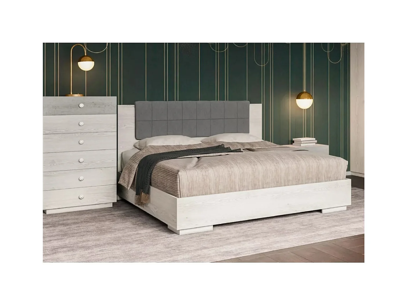 Bett Vivian (160x200)/Weiss&Grau