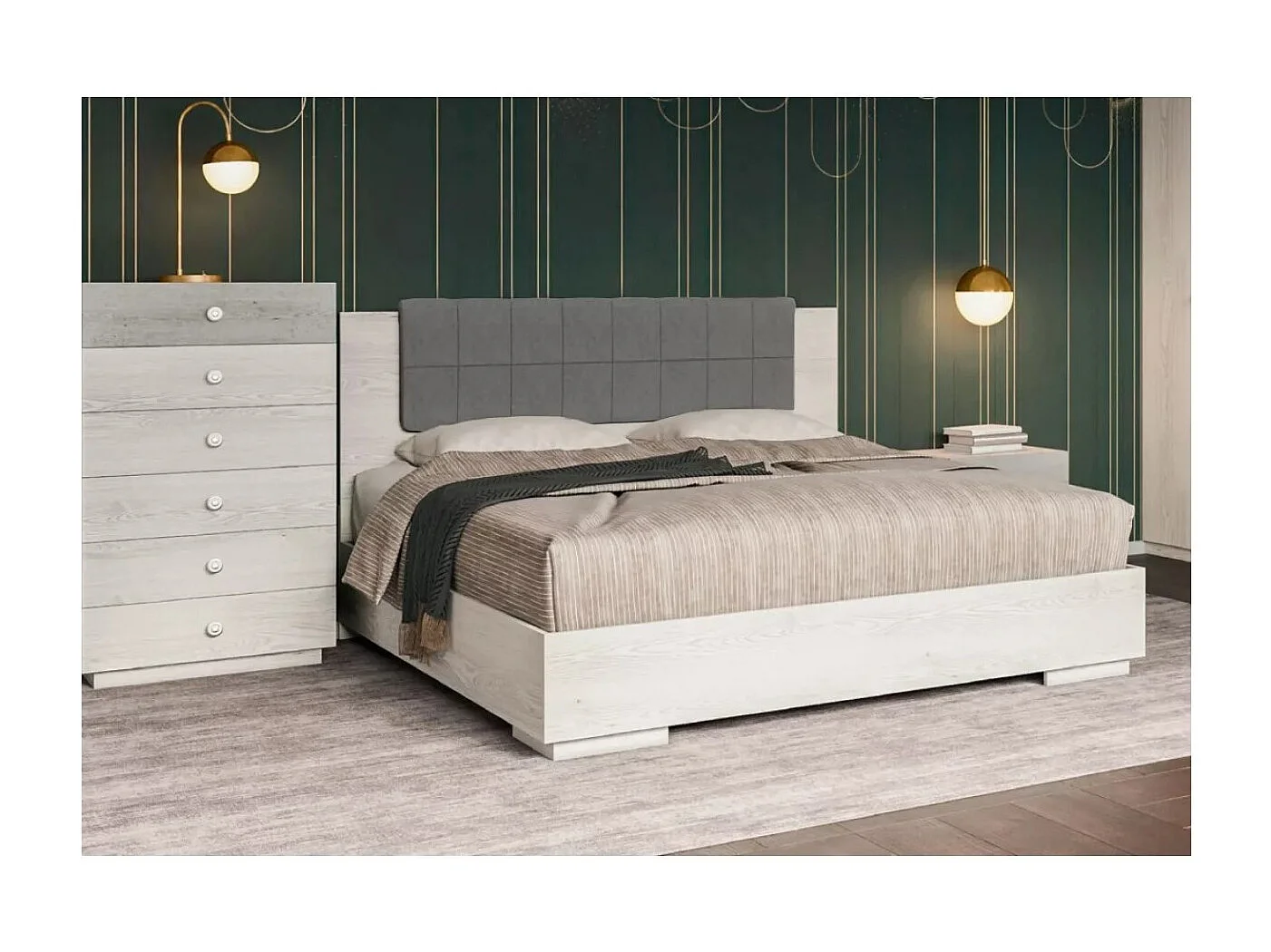 Bett Vivian (160x200)/Weiss&Grau