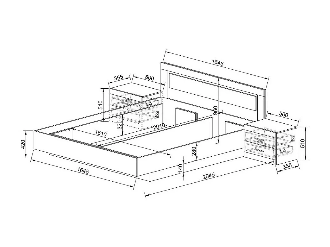 Lit Luca (160x200)/Marron&Blanc