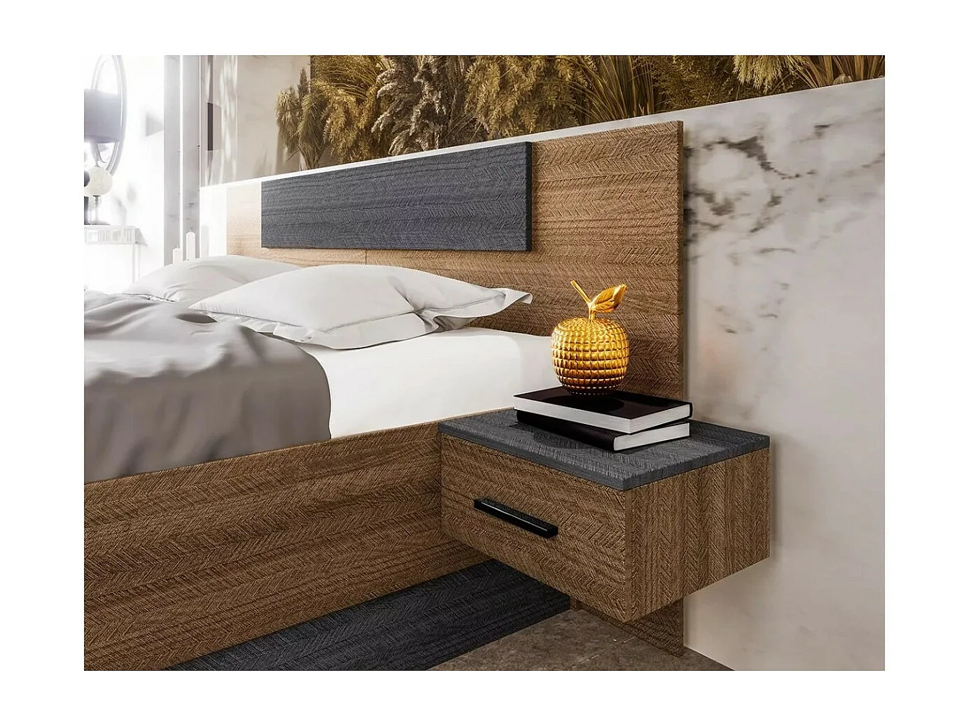 Letto Davos (160x200)/Marrone&Grigio