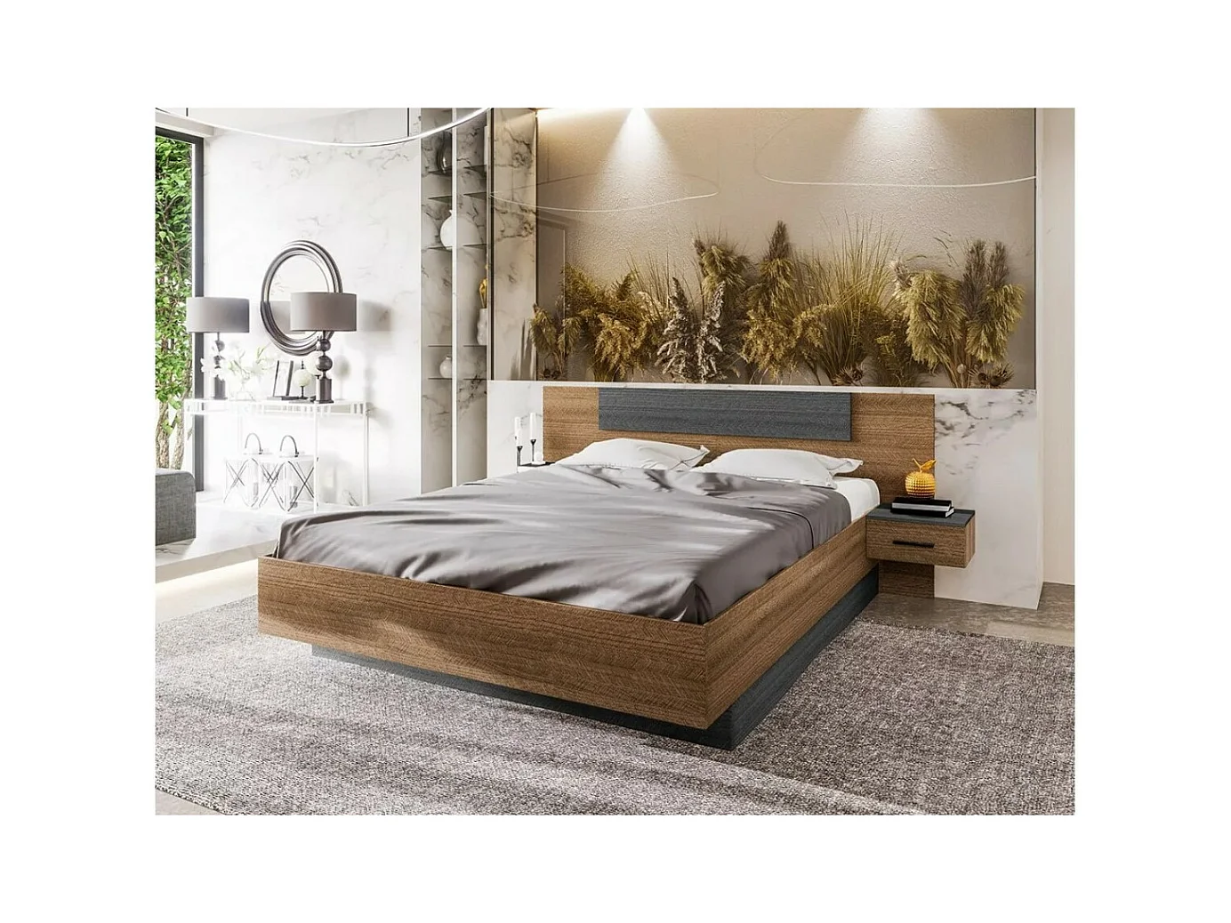 Bett Davos (160x200)/Braun&Grau