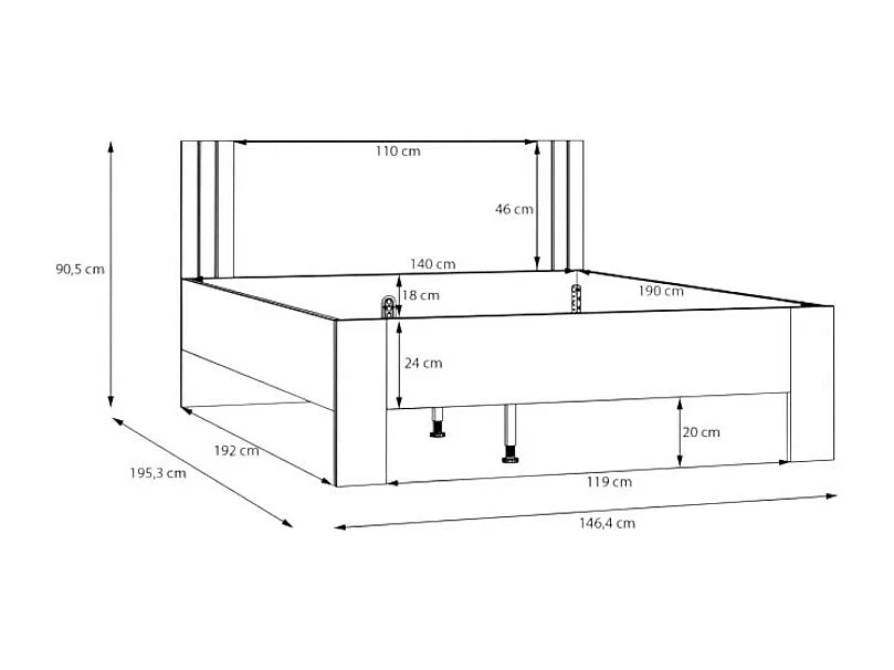 Bett Vakatipu S (140x190)/Weiss&Braun