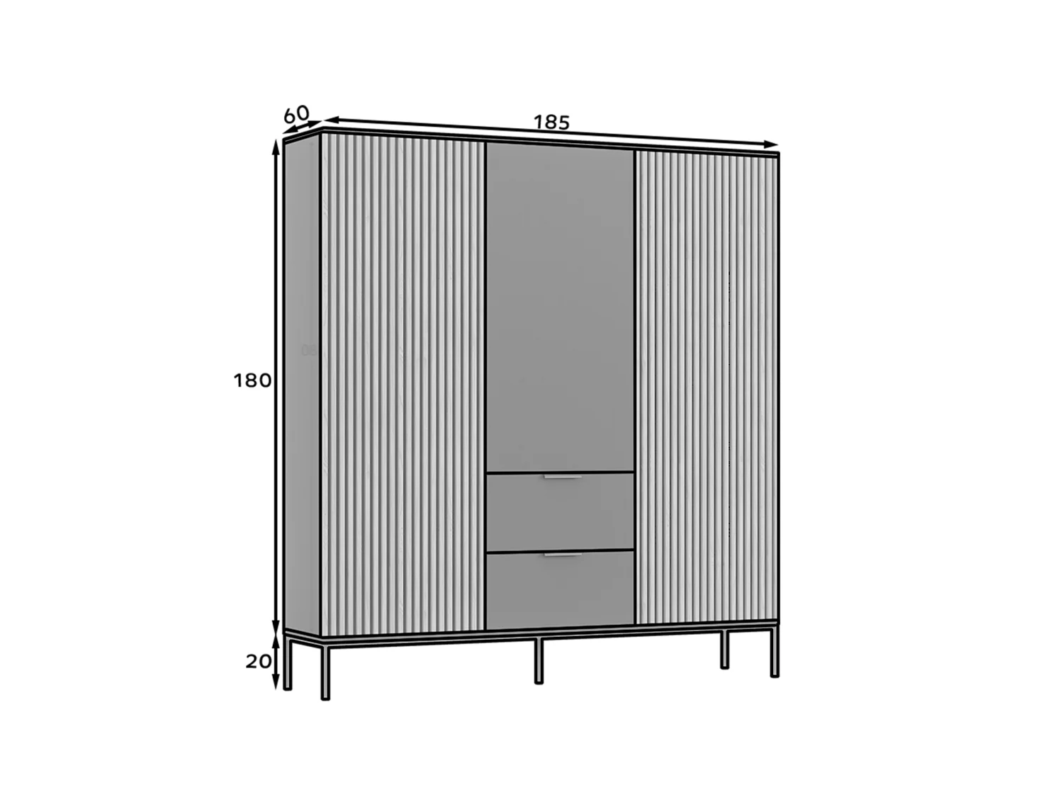 Penderie Noville (185cm)/Marron&Noir